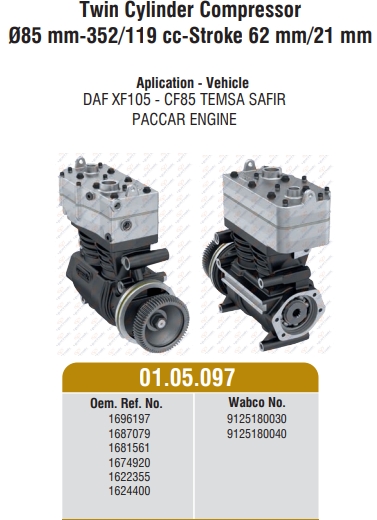 КОМПРЕСОР 9125180040 DAF XF105=(перевірені на стенді)