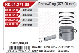 ПОРШЕНЬ КОМПРЕСОРА RVI FI78 N025 LP48.. +0.25MM