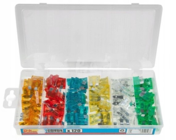 НАБІР ПЛОСКИХ ЗАПОБІЖНИКІВ (120ШТ.)