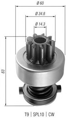 Бендикс стартера 9 зубів MERCEDES T2/LN1, VARIO (B667, B670, B668), VARIO (B670, B668, B667), ATEGO